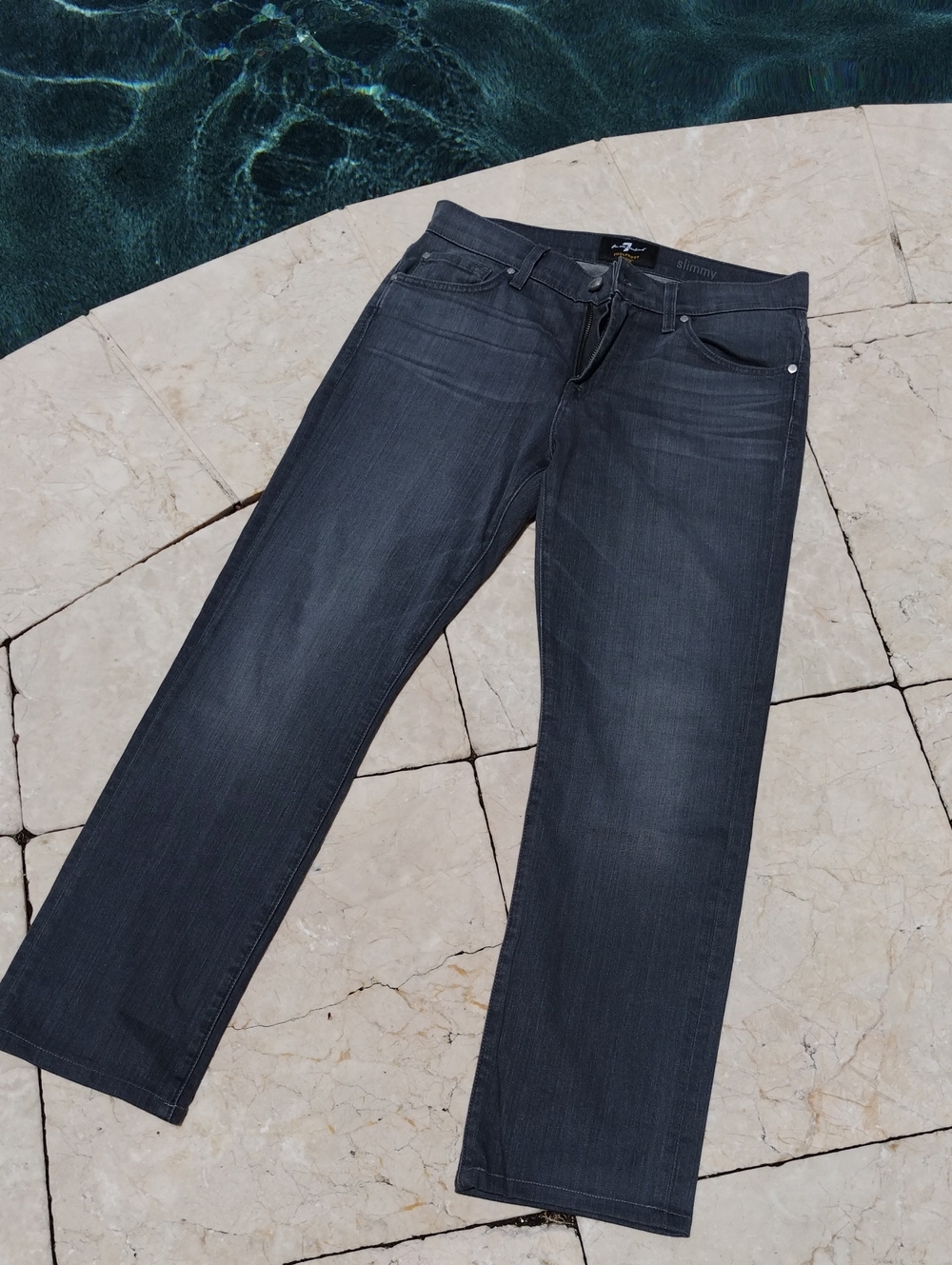 7 For All Mankind Men's Straight Jeans in Charcoal Gray